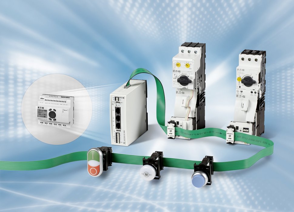 Eaton easy800 control relays with Smart Wire-DT: Wiring, programming and commissioning controllers quickly and efficiently